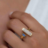 Moonstone & Labradorite Ring ~ Rectangular Stone ~ 18k Gold Plated ~ Jewelry ~ Handmade  ~ Boho ~ MR316
