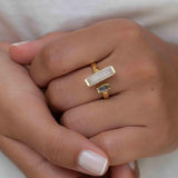 Moonstone & Labradorite Ring ~ Rectangular Stone ~ 18k Gold Plated ~ Jewelry ~ Handmade  ~ Boho ~ MR316