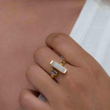 Moonstone & Labradorite Ring ~ Rectangular Stone ~ 18k Gold Plated ~ Jewelry ~ Handmade  ~ Boho ~ MR316