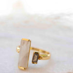 Moonstone & Labradorite Ring ~ Rectangular Stone ~ 18k Gold Plated ~ Jewelry ~ Handmade  ~ Boho ~ MR316