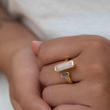 Moonstone & Labradorite Ring ~ Rectangular Stone ~ 18k Gold Plated ~ Jewelry ~ Handmade  ~ Boho ~ MR316