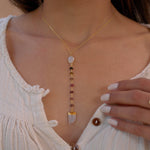 Moonstone & Tourmaline Y Necklace ~ Gold Vermeil ~ MN048 - Maresia Jewelry