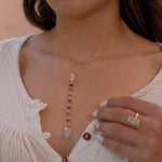 Moonstone & Tourmaline Y Necklace ~ Gold Vermeil ~ MN048 - Maresia Jewelry