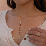 Moonstone & Tourmaline Y Necklace ~ Gold Vermeil ~ MN048 - Maresia Jewelry