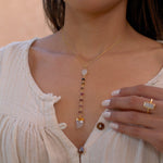 Moonstone & Tourmaline Y Necklace ~ Gold Vermeil ~ MN048 - Maresia Jewelry