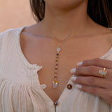 Moonstone & Tourmaline Y Necklace ~ Gold Vermeil ~ MN048 - Maresia Jewelry