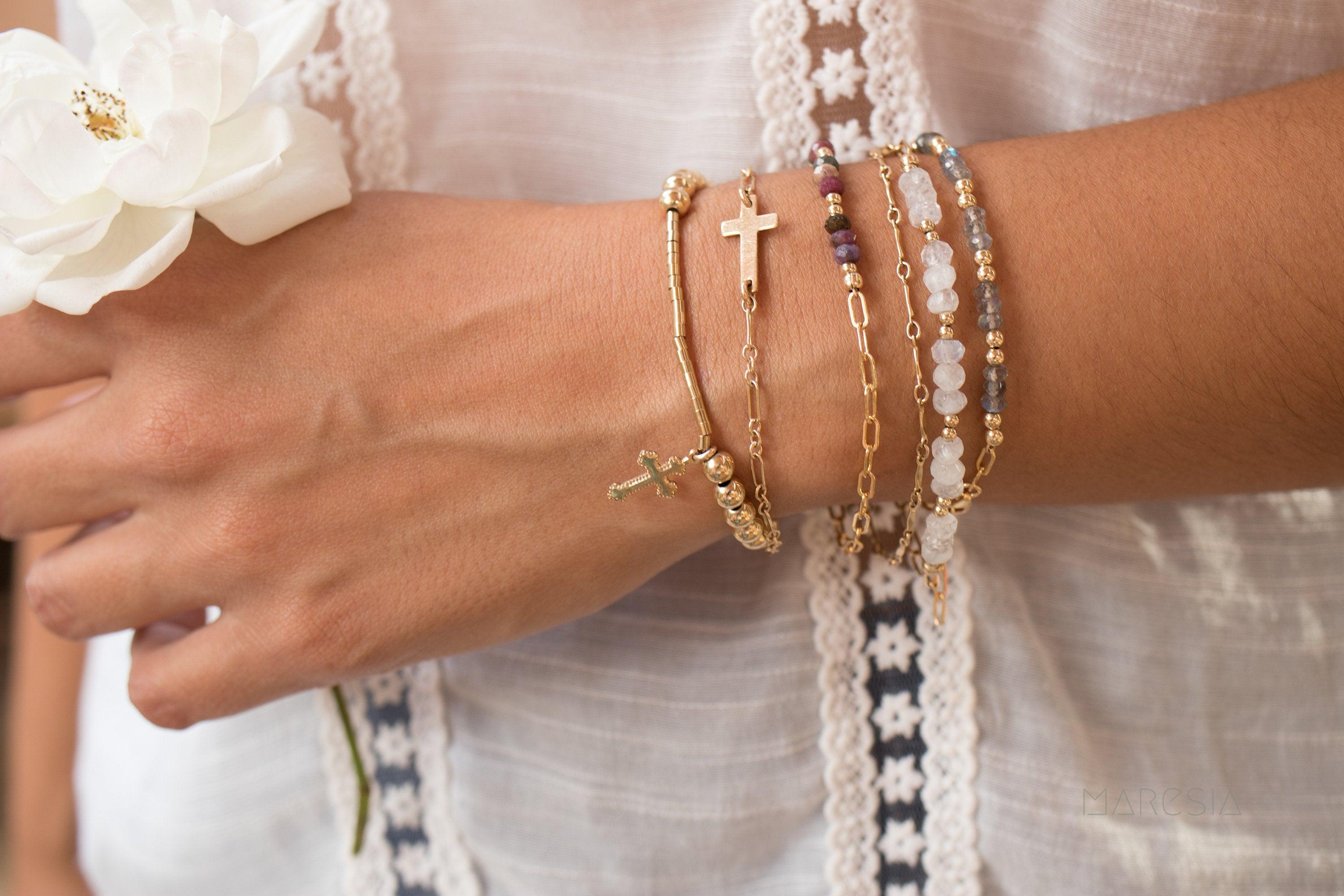 Moonstone Bracelet ~ Gold Filled or Sterling Silver 925 ~ MB018 - Maresia Jewelry