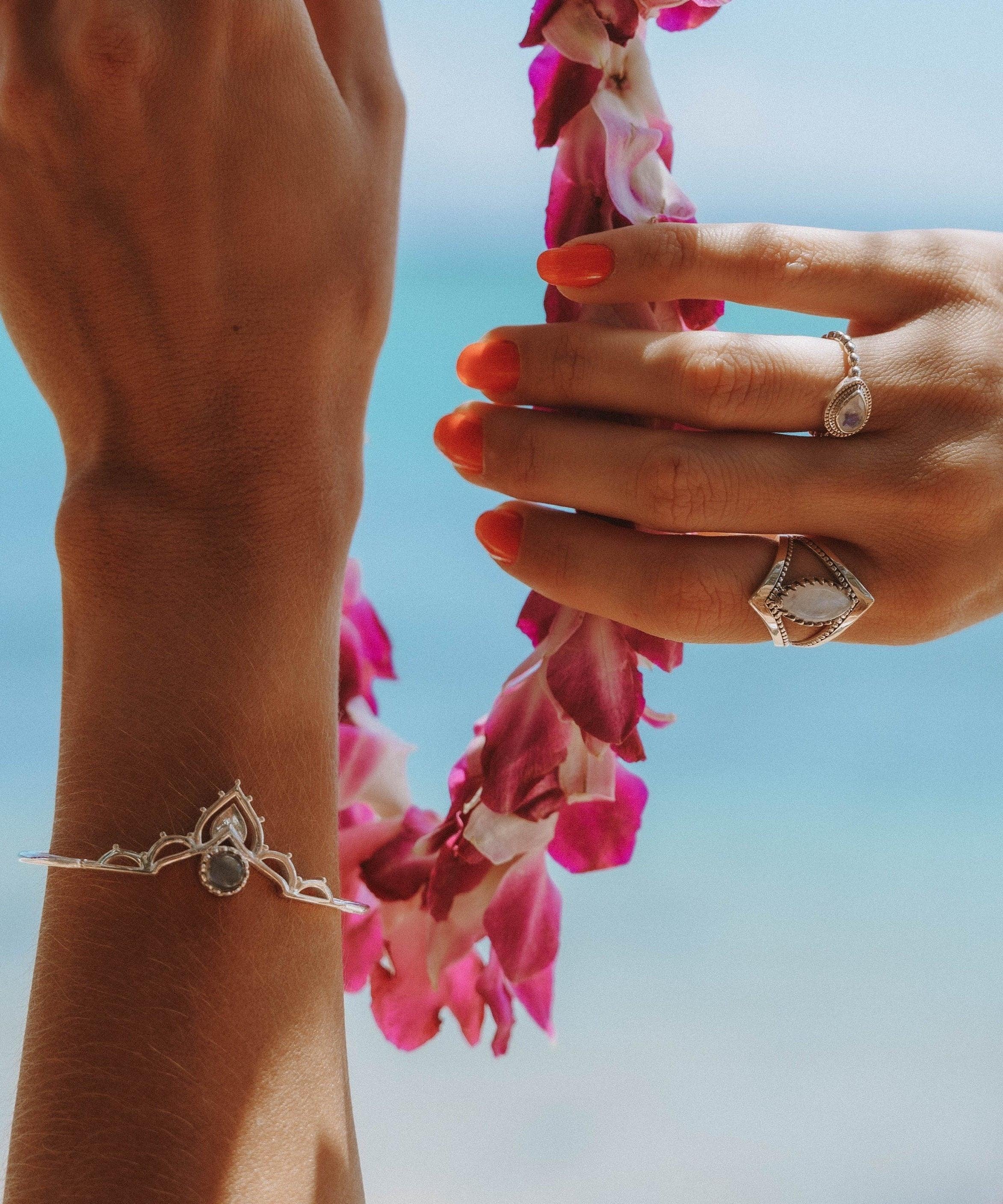 Moonstone Adjustable Bracelet ~ Sterling Silver 925 ~ Handmade ~ Statement ~Jewelry ~Gift For Her ~Gemstone ~Body Jewelry MB034