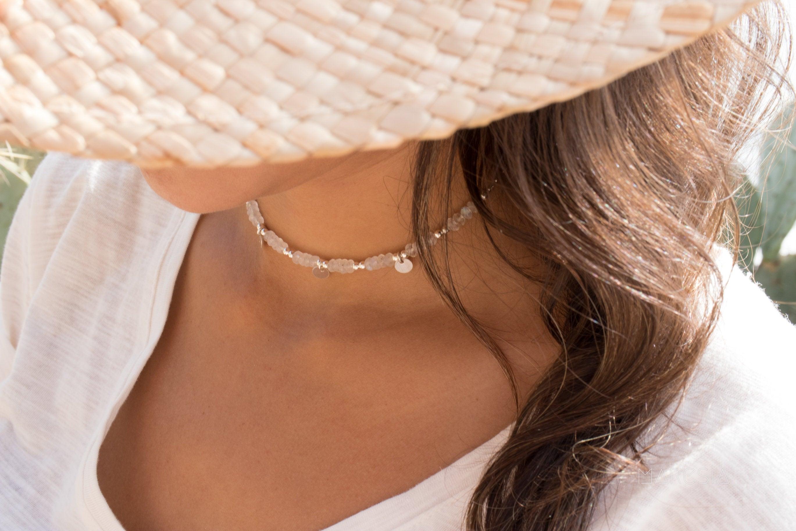 Moonstone Choker ~ Sterling Silver 925 or Gold Filled - Maresia Jewelry