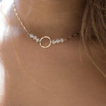 Moonstone Circle Necklace ~ Gold Filled or Sterling Silver 925 - Maresia Jewelry