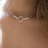 Moonstone Circle Necklace ~ Gold Filled or Sterling Silver 925 - Maresia Jewelry