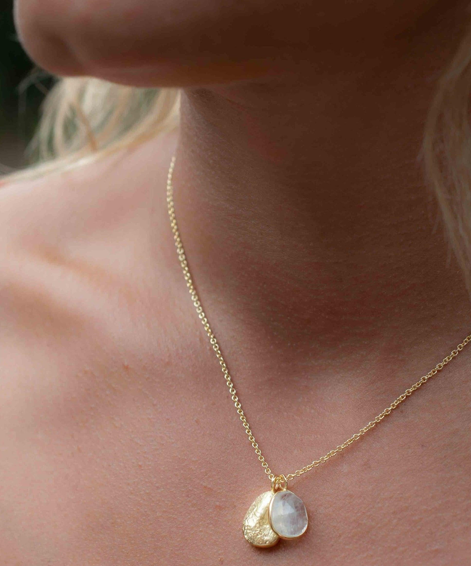 Moonstone, Copper Turquoise or Labradorite Necklace ~ Charm ~ Gold plated 18k ~ Bohemian ~ Nugget ~ MN113