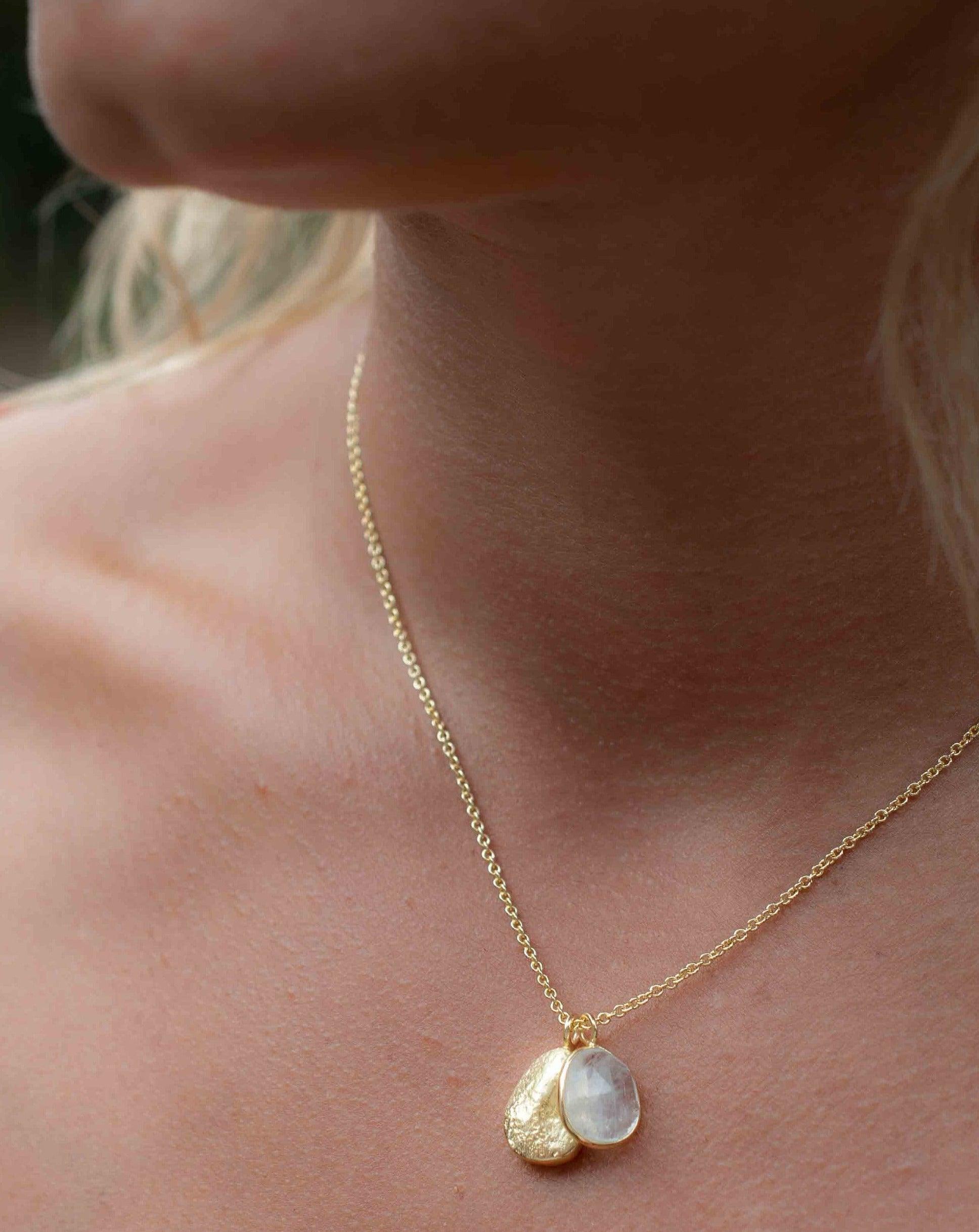 Moonstone, Copper Turquoise or Labradorite Necklace ~ Charm ~ Gold plated 18k ~ Bohemian ~ Nugget ~ MN113