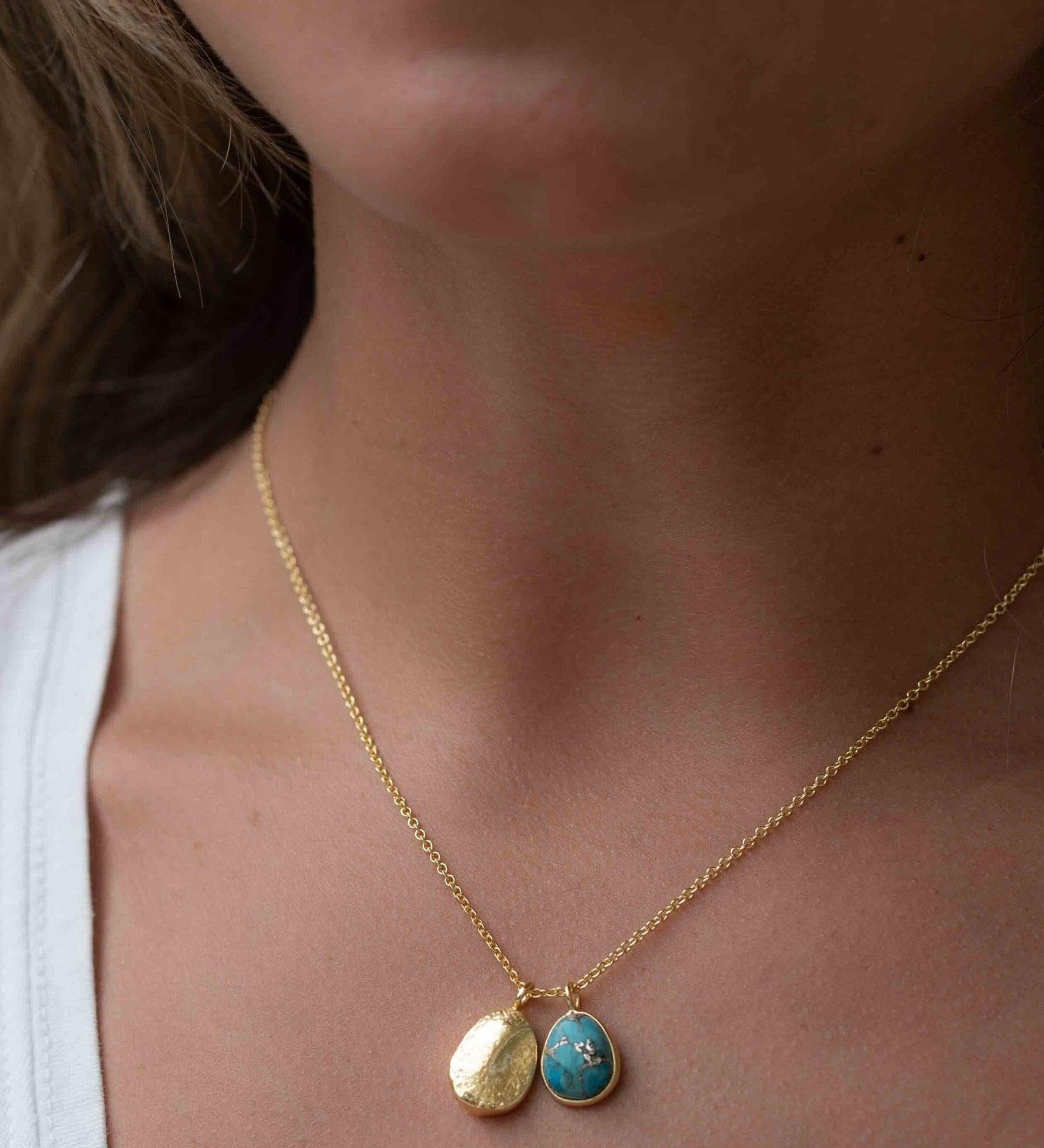 Moonstone, Copper Turquoise or Labradorite Necklace ~ Charm ~ Gold plated 18k ~ Bohemian ~ Nugget ~ MN113