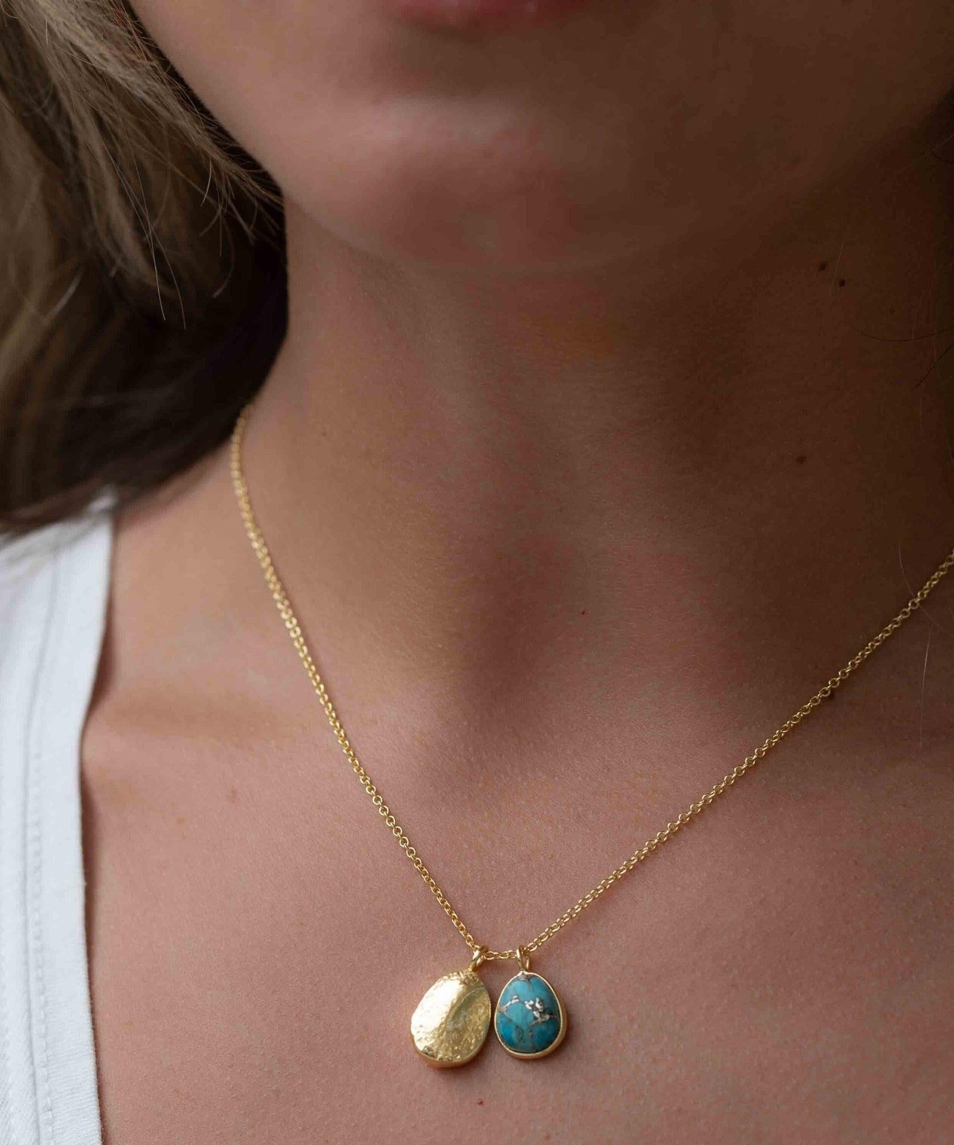 Moonstone, Copper Turquoise or Labradorite Necklace ~ Charm ~ Gold plated 18k ~ Bohemian ~ Nugget ~ MN113