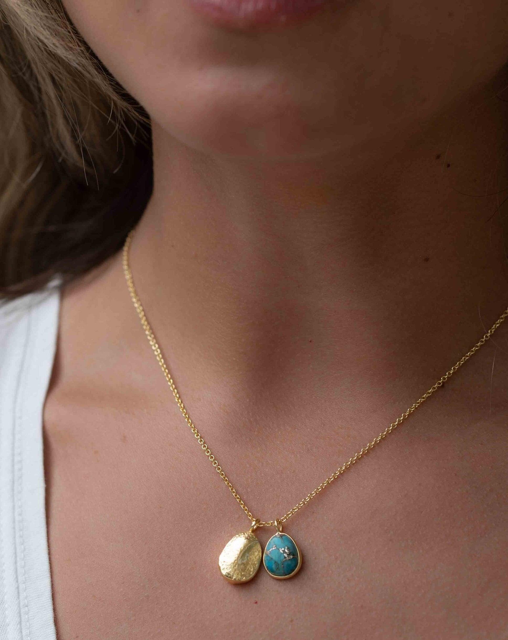 Moonstone, Copper Turquoise or Labradorite Necklace ~ Charm ~ Gold plated 18k ~ Bohemian ~ Nugget ~ MN113