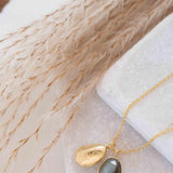 Moonstone, Copper Turquoise or Labradorite Necklace ~ Charm ~ Gold plated 18k ~ Bohemian ~ Nugget ~ MN113