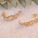 Moonstone Ear Climber Earrings ~ 18k Gold Plated ~ ME062 - Maresia Jewelry