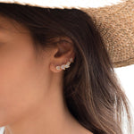 Moonstone Ear Climber Earrings ~ 18k Gold Plated ~ ME062 - Maresia Jewelry