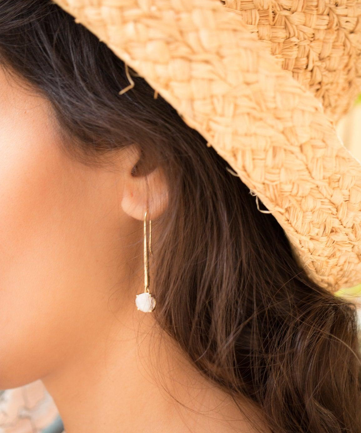 Moonstone Earrings ~ 18k Gold Plated~ME090 - Maresia Jewelry