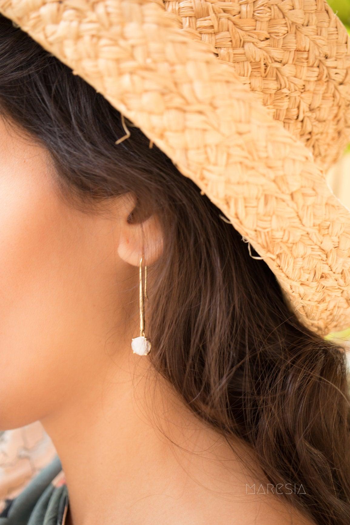 Moonstone Earrings ~ 18k Gold Plated~ME090 - Maresia Jewelry