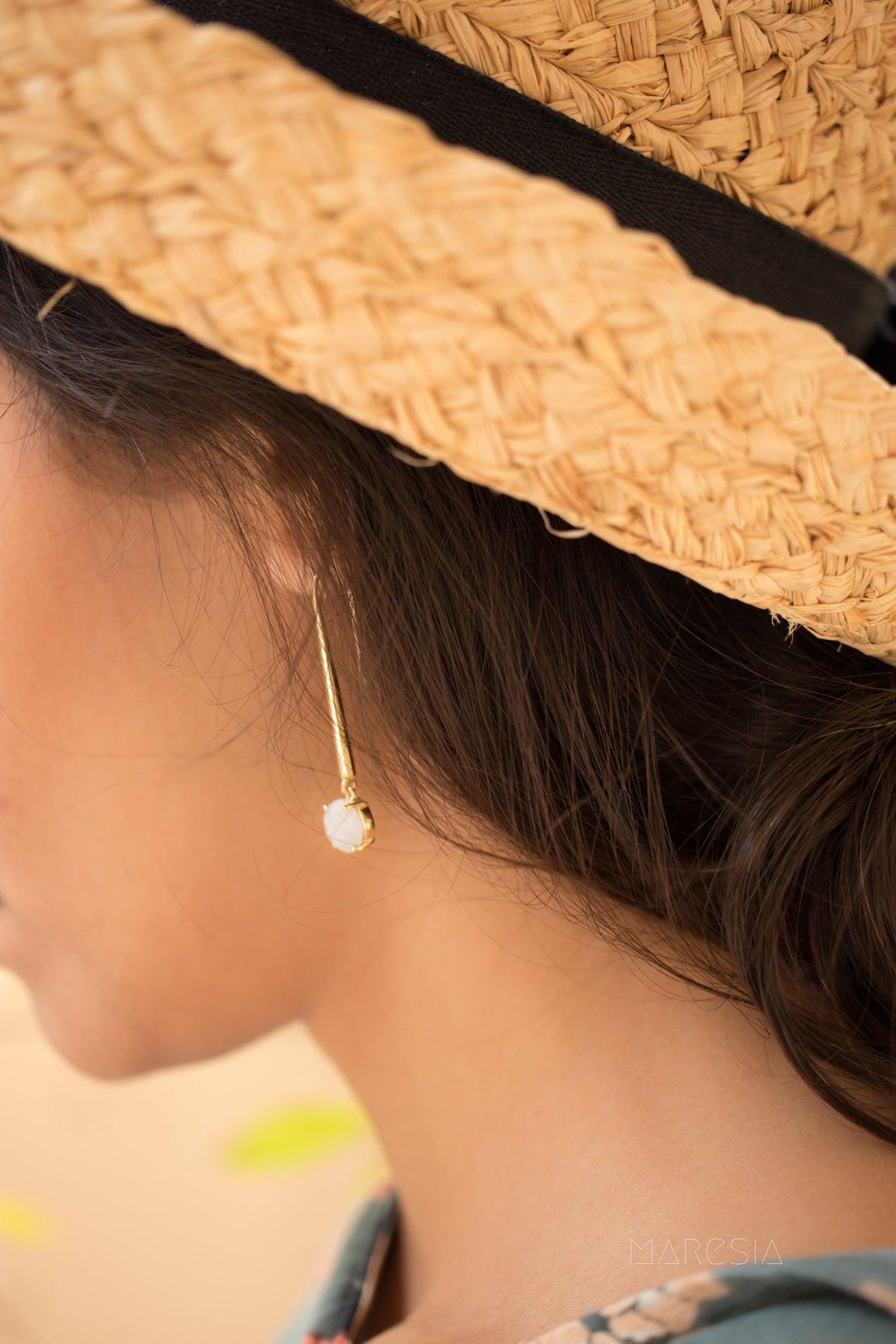 Moonstone Earrings ~ 18k Gold Plated~ME090 - Maresia Jewelry