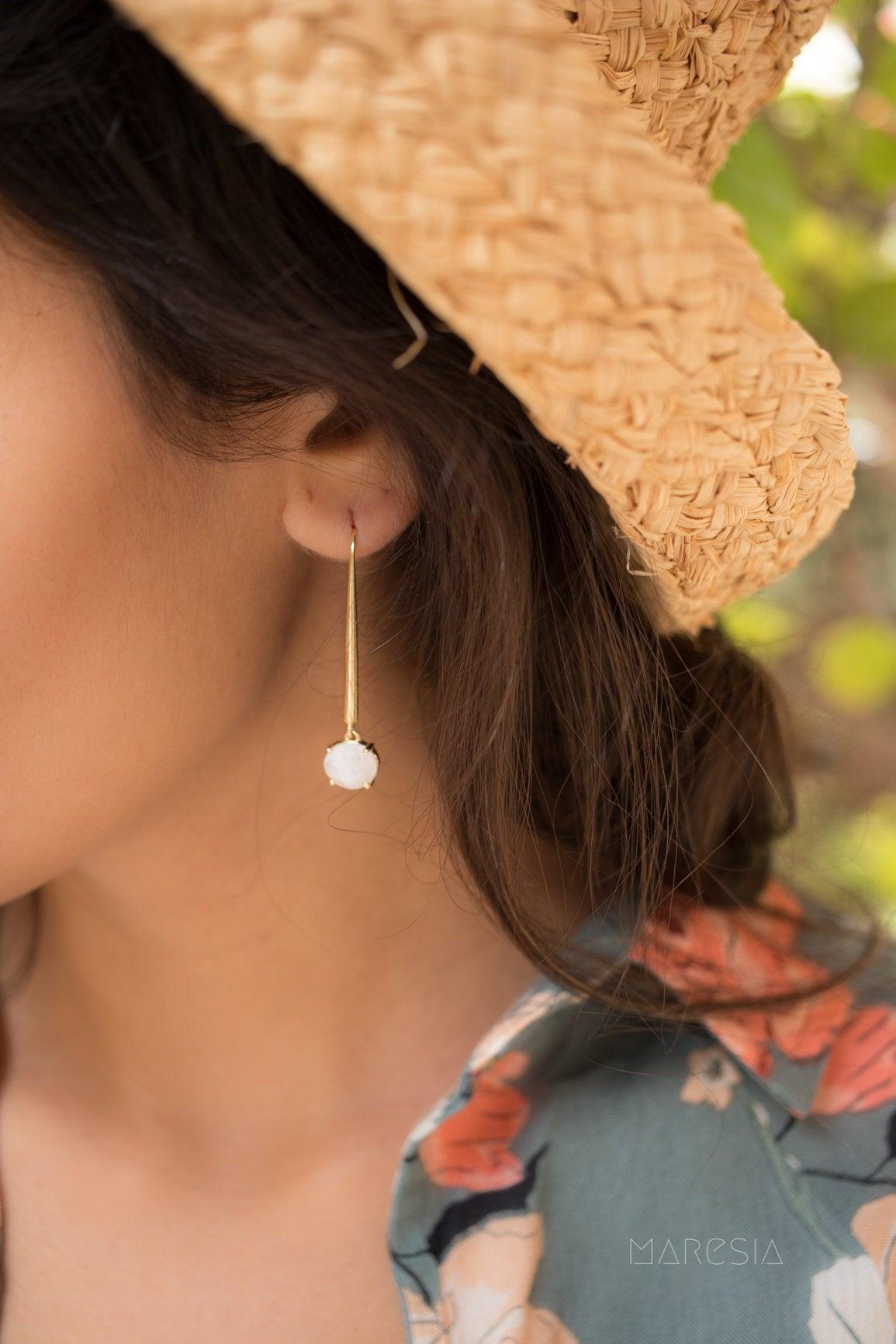 Moonstone Earrings ~ 18k Gold Plated~ME090 - Maresia Jewelry