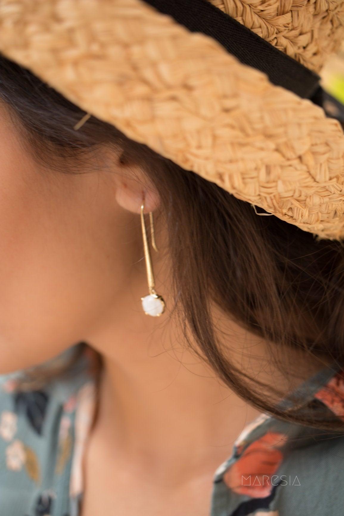 Moonstone Earrings ~ 18k Gold Plated~ME090 - Maresia Jewelry