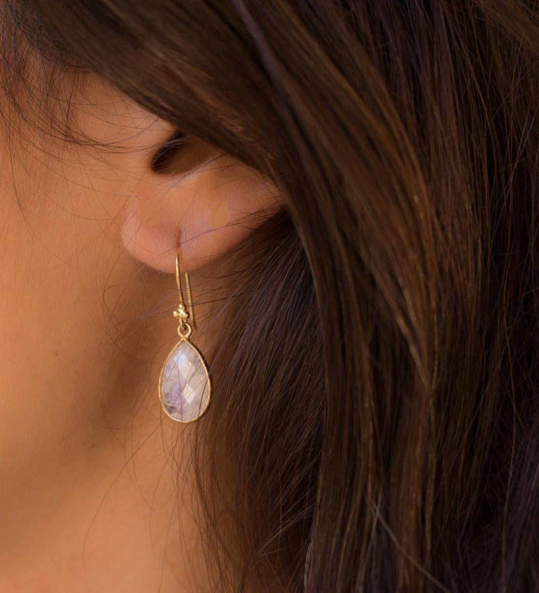 Moonstone Earrings ~ Gold Vermeil ~ME112 - Maresia Jewelry