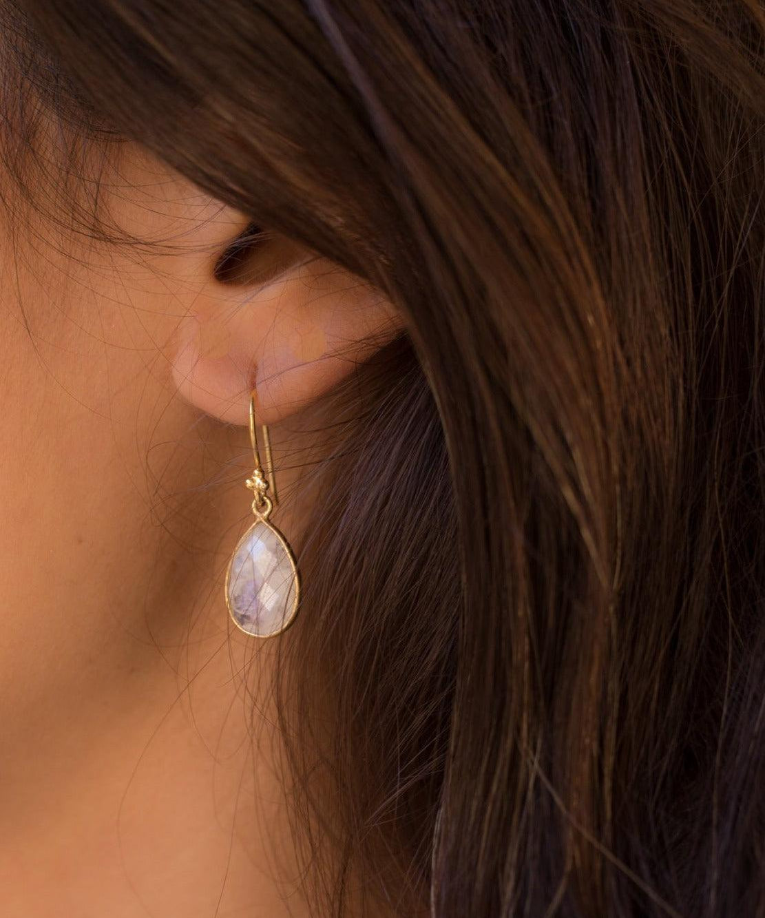 Moonstone Earrings ~ Gold Vermeil ~ME112 - Maresia Jewelry