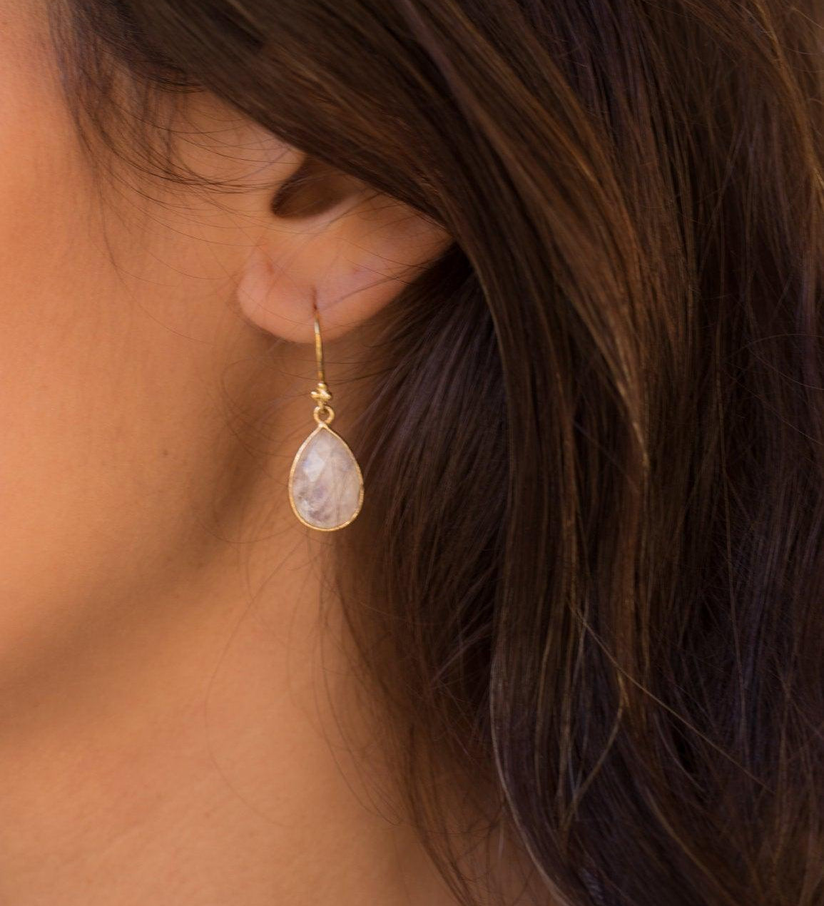 Moonstone Earrings ~ Gold Vermeil ~ME112 - Maresia Jewelry