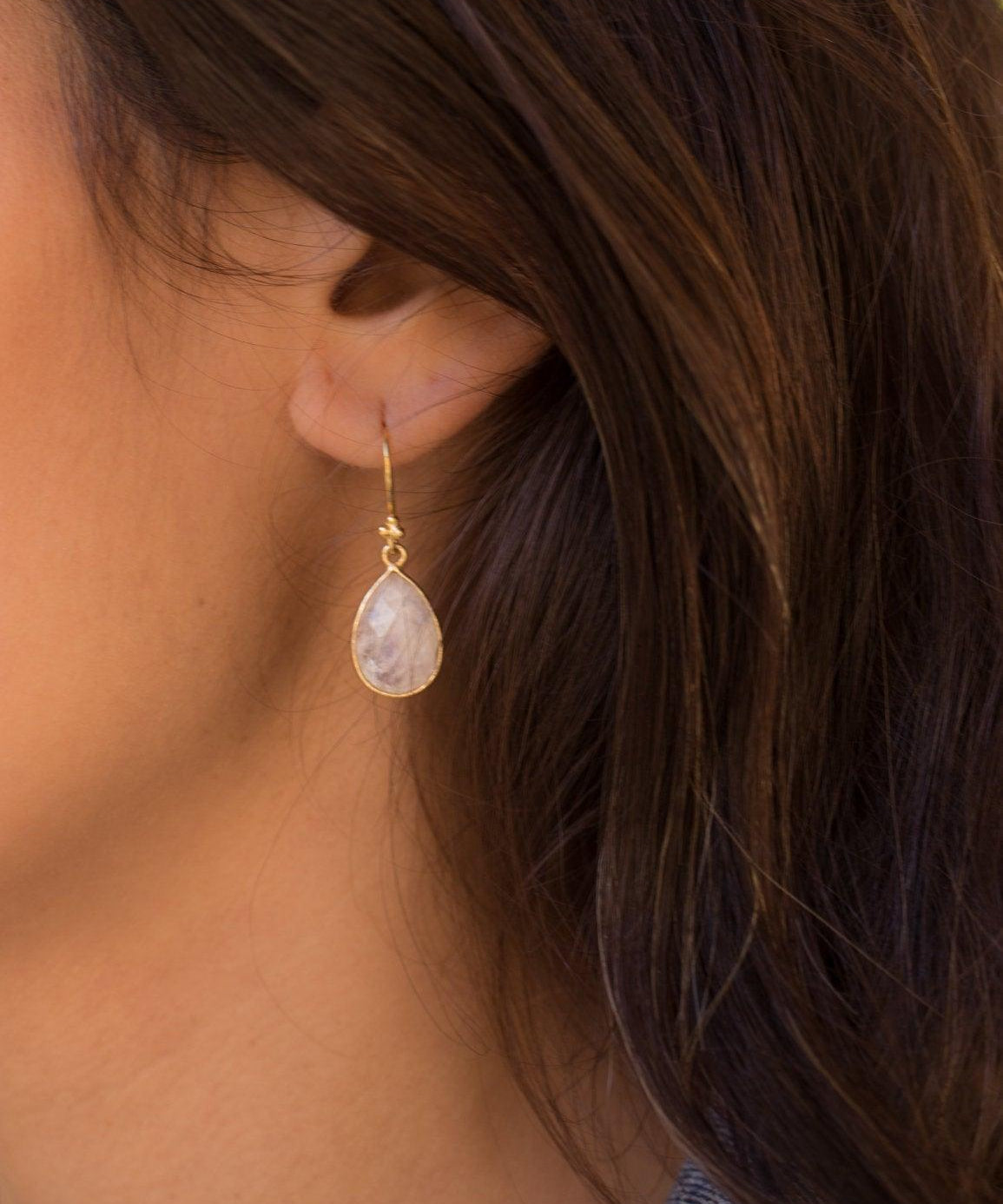 Moonstone Earrings ~ Gold Vermeil ~ME112 - Maresia Jewelry