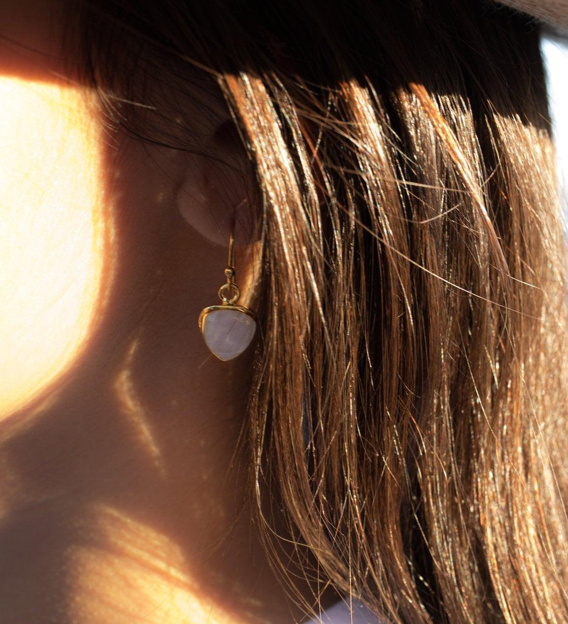 Moonstone Earrings ~ Gold Vermeil  ~ ME116 - Maresia Jewelry