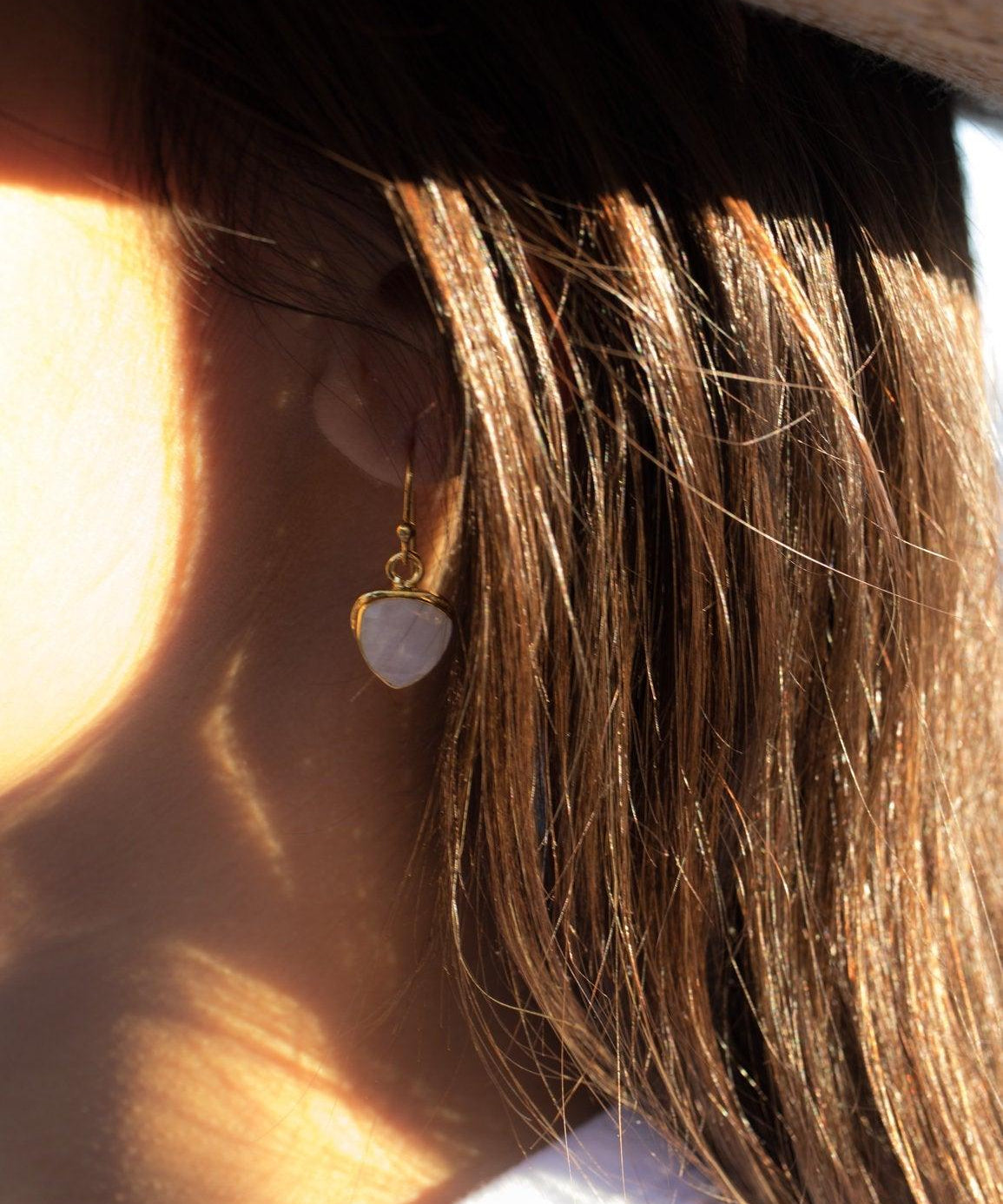 Moonstone Earrings ~ Gold Vermeil  ~ ME116 - Maresia Jewelry