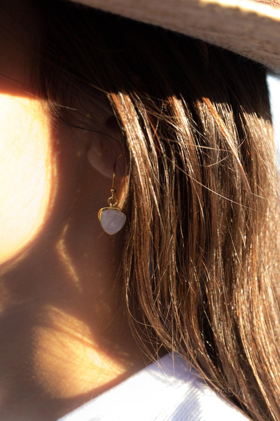 Moonstone Earrings ~ Gold Vermeil  ~ ME116 - Maresia Jewelry