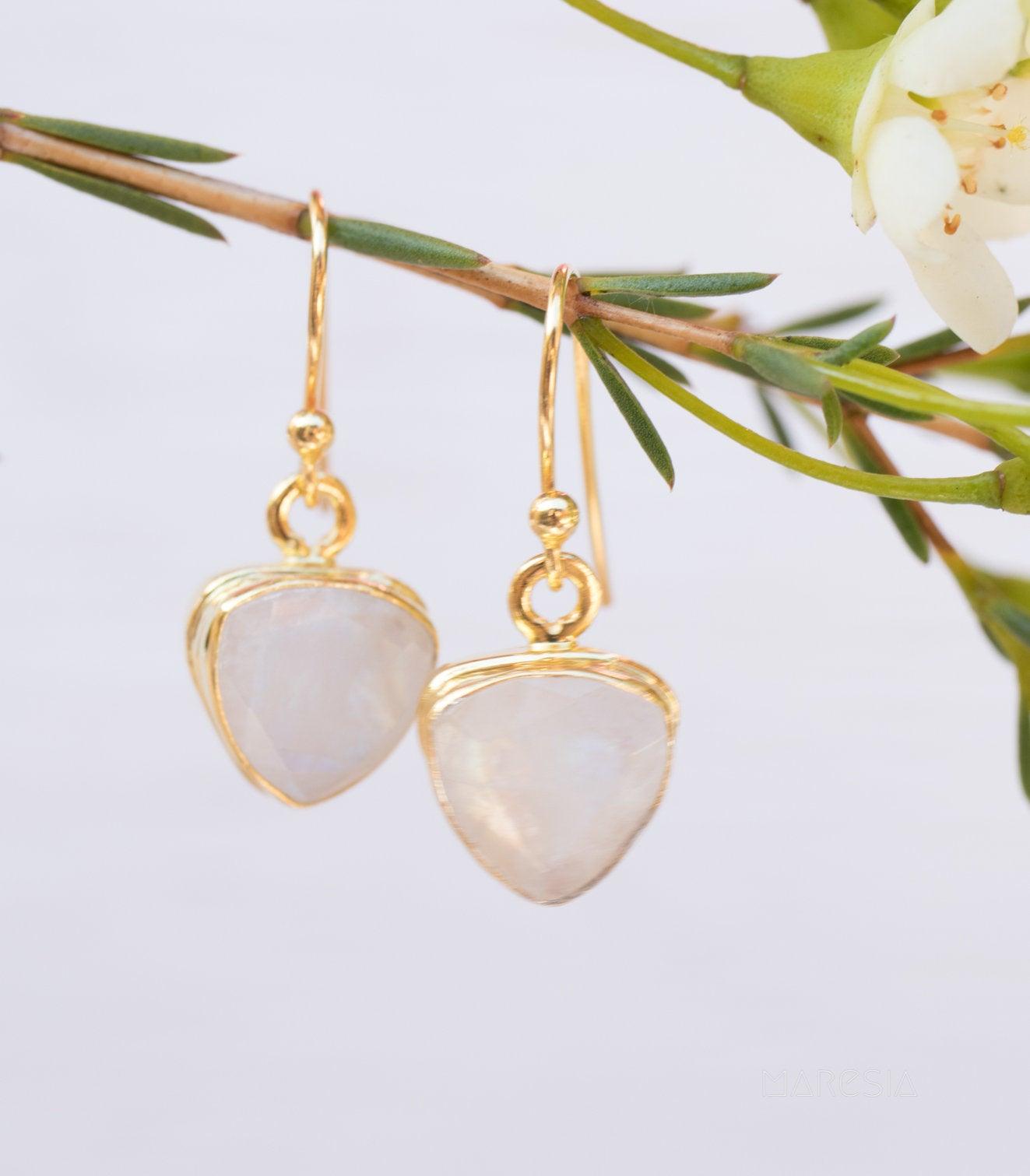 Moonstone Earrings ~ Gold Vermeil  ~ ME116 - Maresia Jewelry