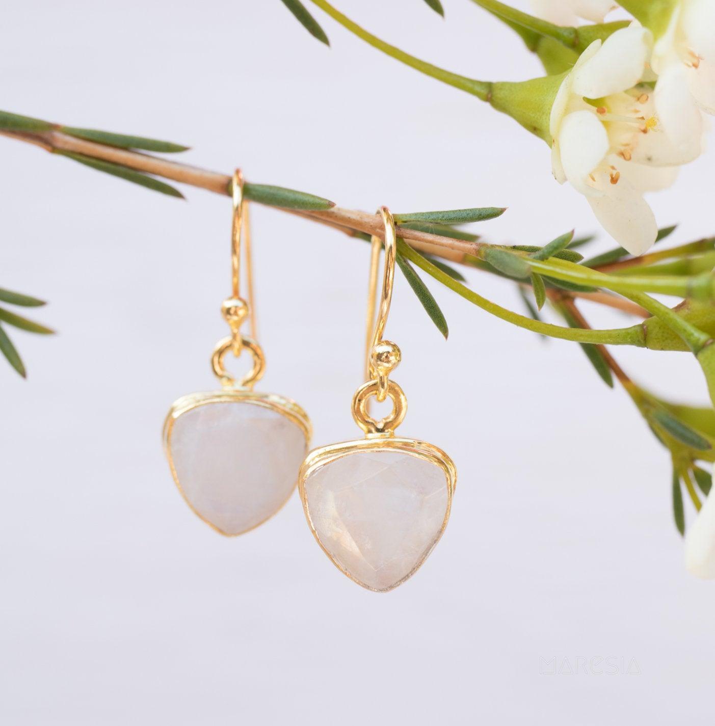 Moonstone Earrings ~ Gold Vermeil  ~ ME116 - Maresia Jewelry