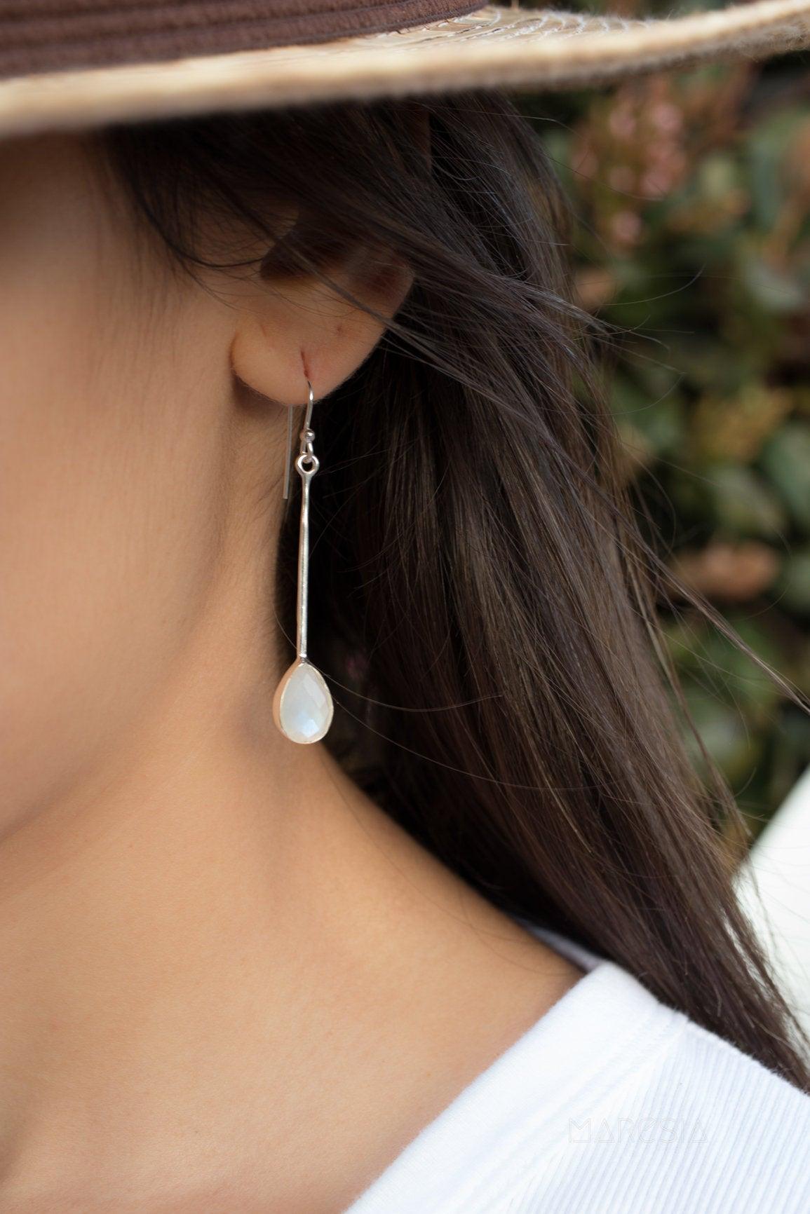 Moonstone Earrings ~ Sterling Silver 925  ~ ME134 - Maresia Jewelry
