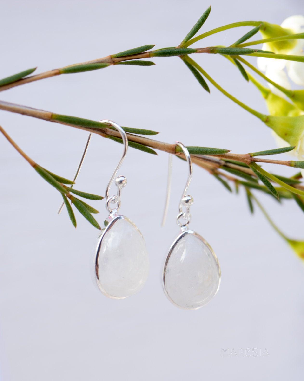 Moonstone Earrings ~ Sterling Silver 925 ~ ME142 - Maresia Jewelry