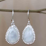 Moonstone Earrings ~ Sterling Silver 925 ~ June Birthstone ~ Gemstone ~ Dangle ~ Handmade ~ Jewelry ~ Tear Drop ~ Maresia ~ Boho ~ ME195