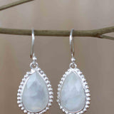 Moonstone Earrings ~ Sterling Silver 925 ~ June Birthstone ~ Gemstone ~ Dangle ~ Handmade ~ Jewelry ~ Tear Drop ~ Maresia ~ Boho ~ ME195