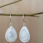 Moonstone Earrings ~ Sterling Silver 925 ~ June Birthstone ~ Gemstone ~ Dangle ~ Handmade ~ Jewelry ~ Tear Drop ~ Maresia ~ Boho ~ ME195