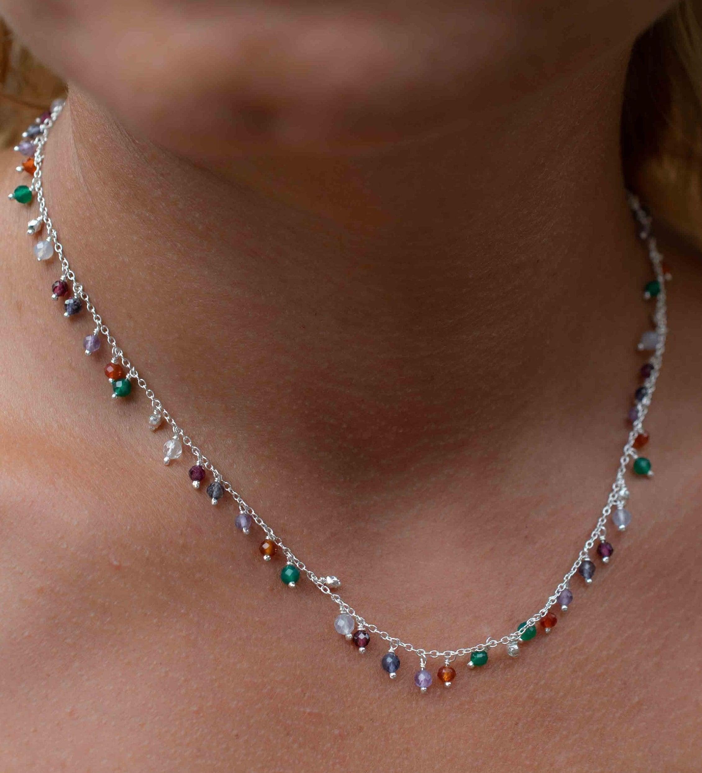 Moonstone, Garnet, Amethyst Choker ~ Gold Vermeil or Sterling Silver ~ Choker ~ Jewelry ~ Gift For Her ~ Minimalist~ Handmade~MN110