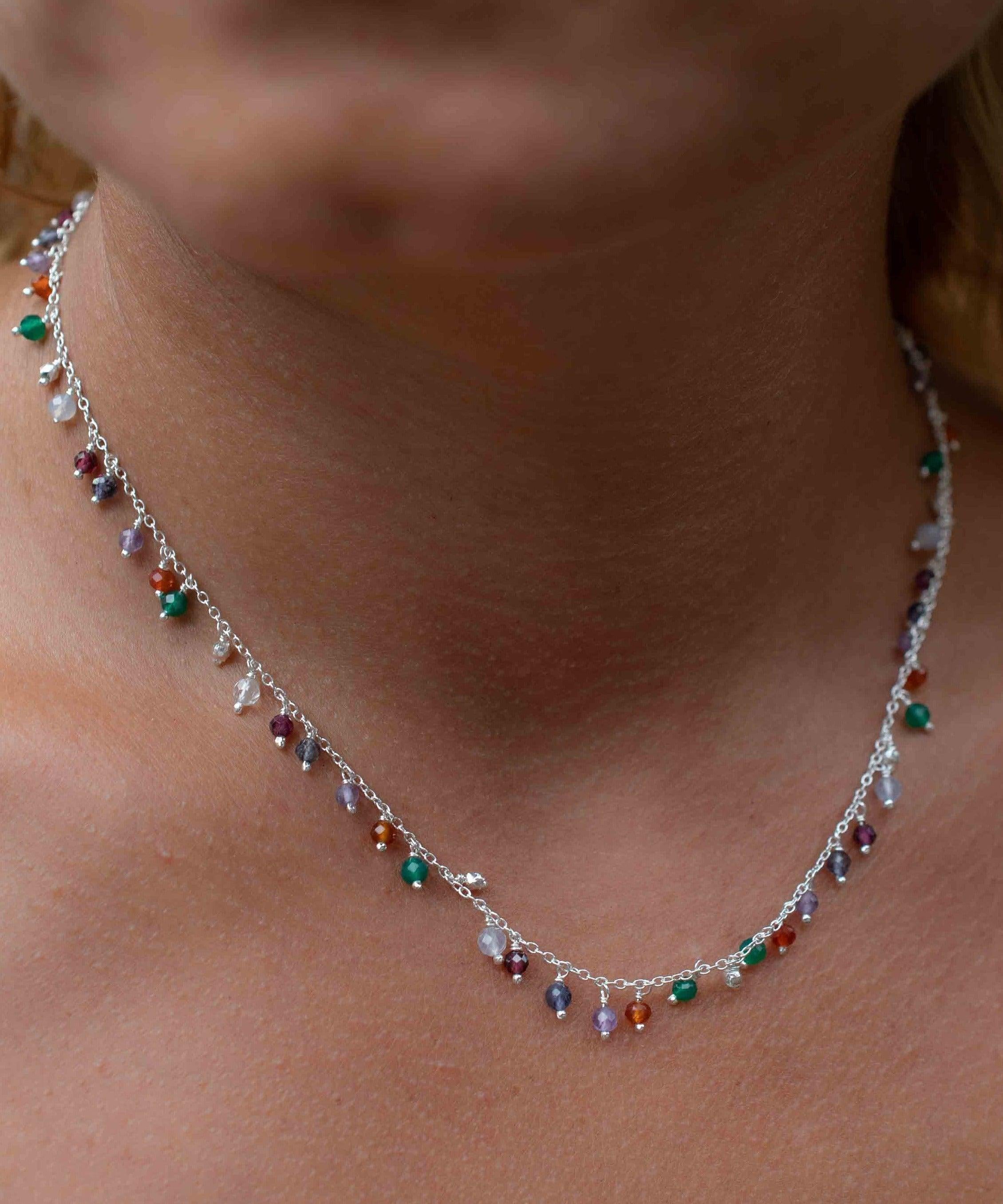 Moonstone, Garnet, Amethyst Choker ~ Gold Vermeil or Sterling Silver ~ Choker ~ Jewelry ~ Gift For Her ~ Minimalist~ Handmade~MN110