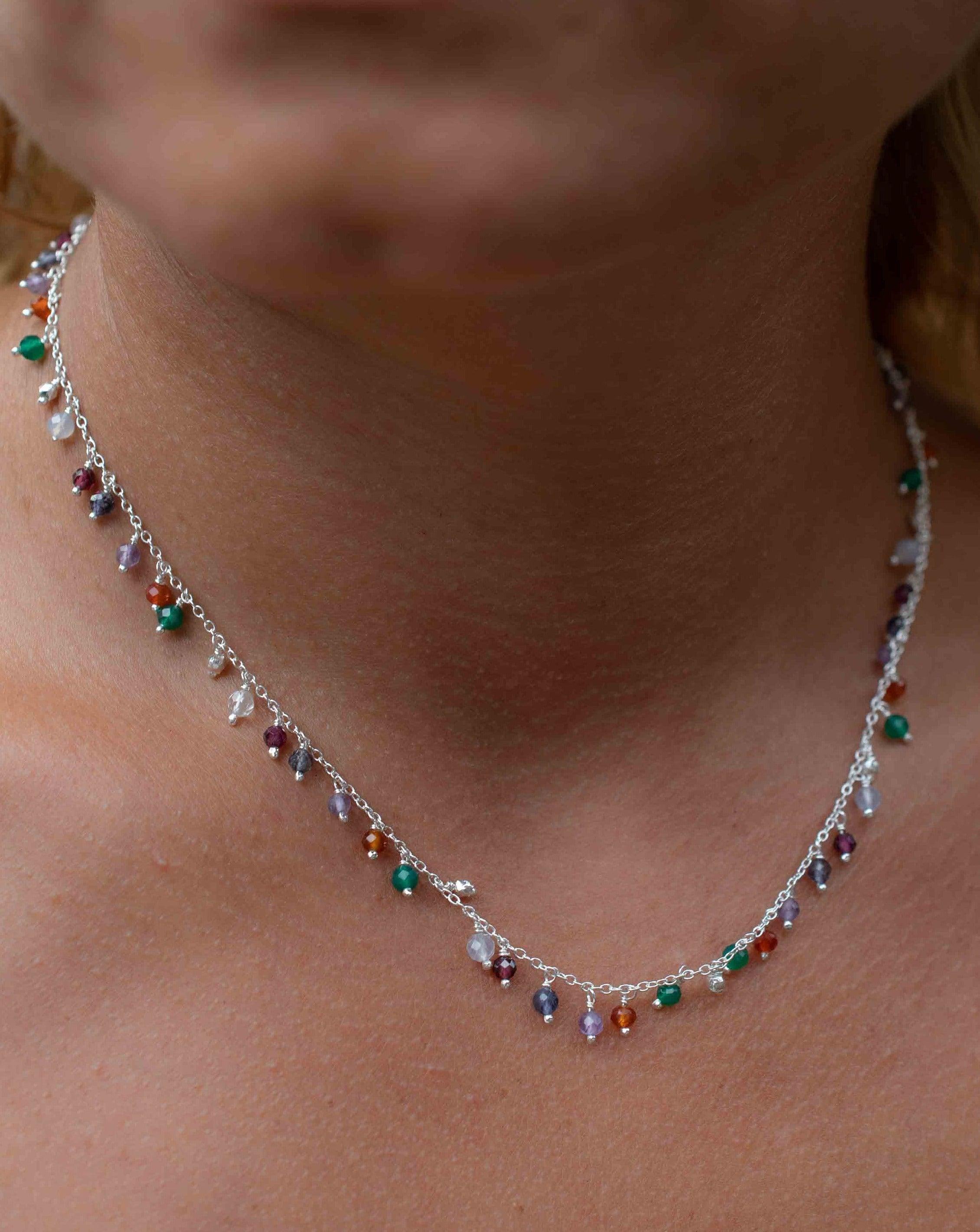 Moonstone, Garnet, Amethyst Choker ~ Gold Vermeil or Sterling Silver ~ Choker ~ Jewelry ~ Gift For Her ~ Minimalist~ Handmade~MN110