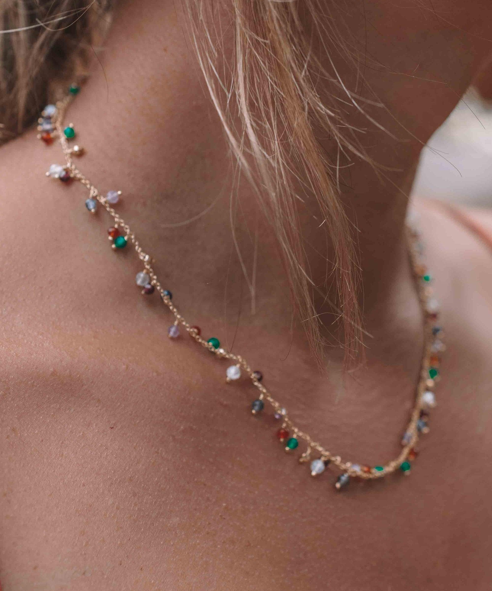 Moonstone, Garnet, Amethyst Choker ~ Gold Vermeil or Sterling Silver ~ Choker ~ Jewelry ~ Gift For Her ~ Minimalist~ Handmade~MN110