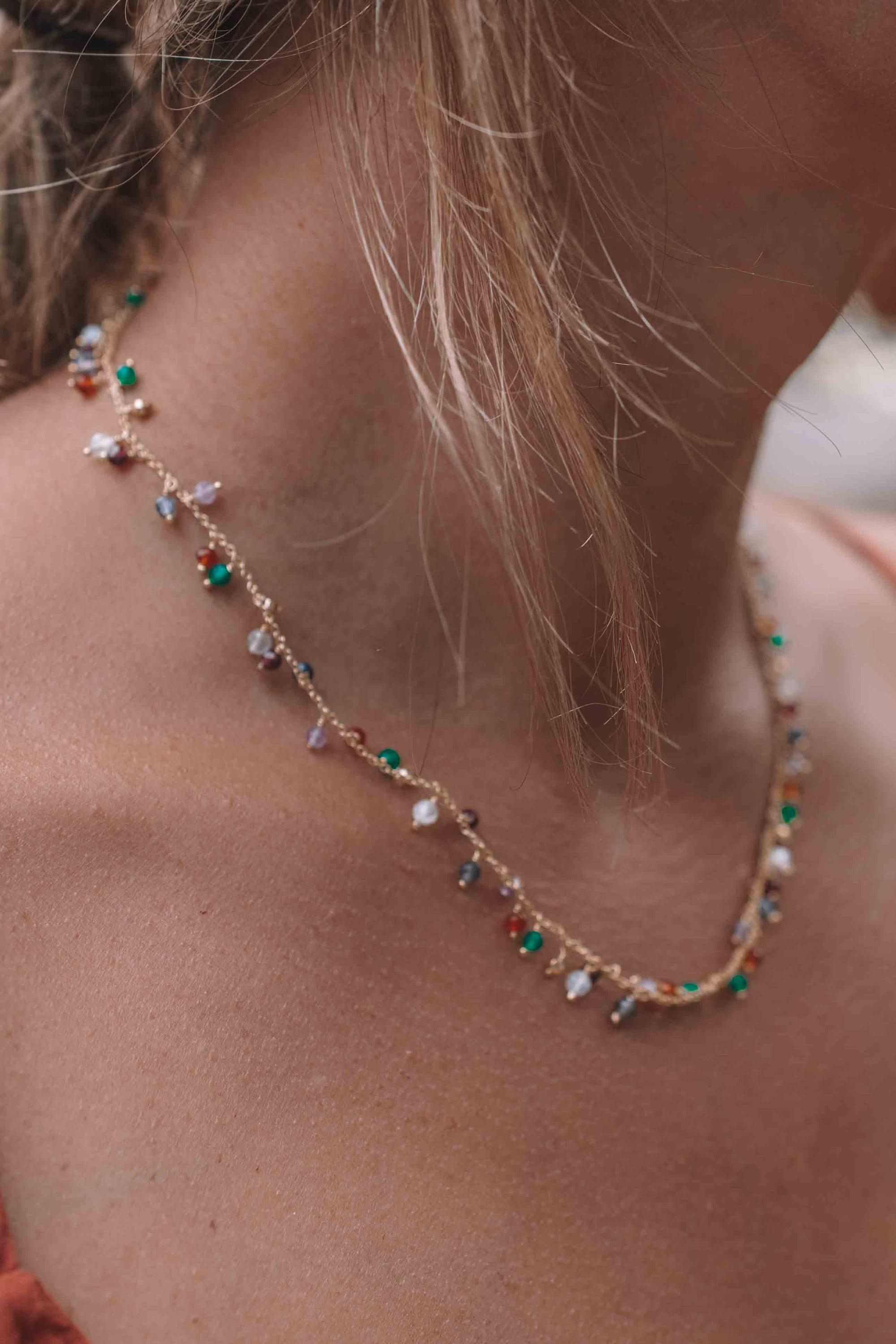 Moonstone, Garnet, Amethyst Choker ~ Gold Vermeil or Sterling Silver ~ Choker ~ Jewelry ~ Gift For Her ~ Minimalist~ Handmade~MN110