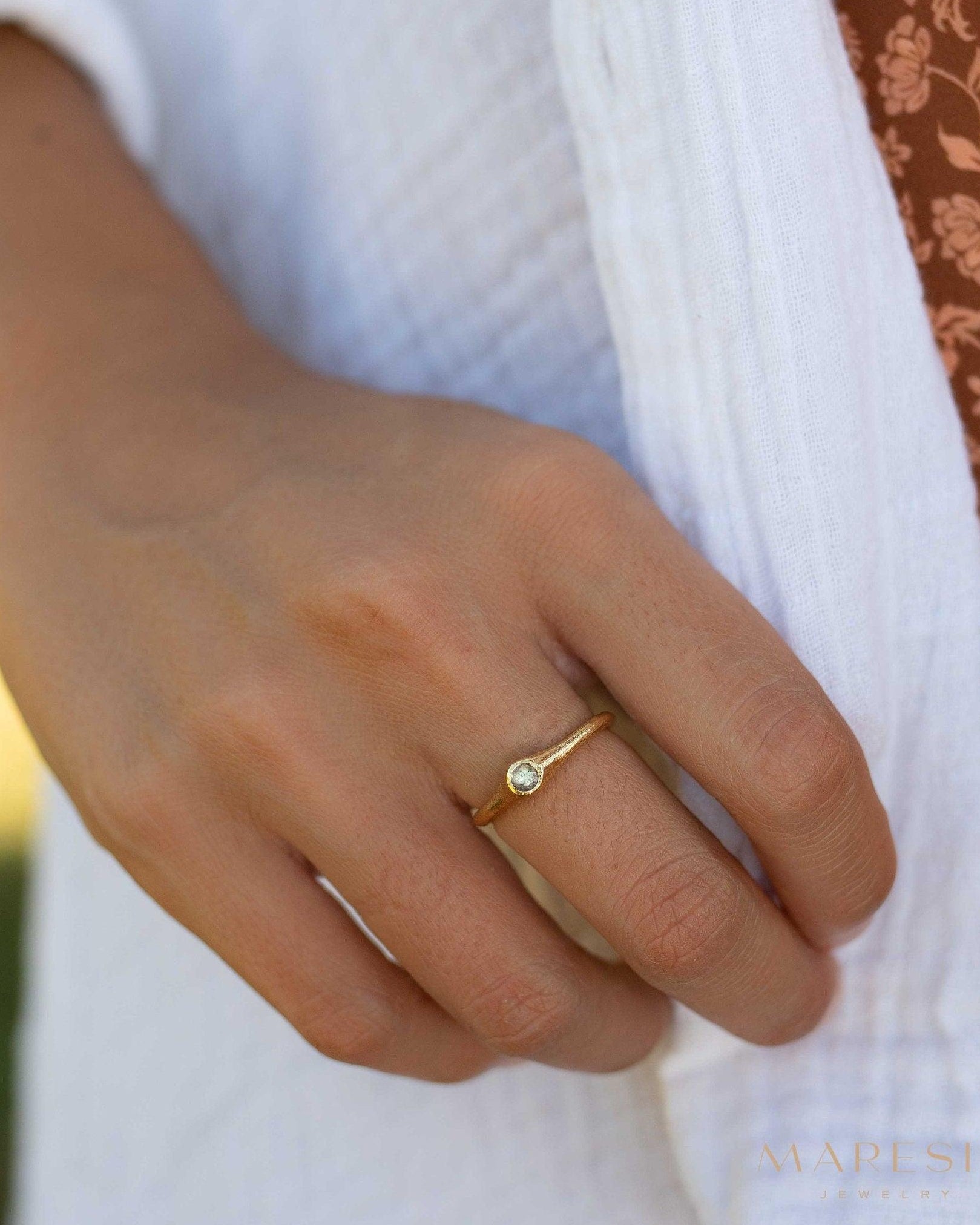 Moonstone Gold Ring ~ Delicate ~ 18k Gold Plated ~ Handmade ~ Gemstone~Statement ~Everyday~ Hippie~Bohemian~June Birthstone~Stackable MR332