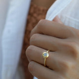 Moonstone Gold Ring ~ Delicate ~ 18k Gold Plated ~ Handmade ~ Gemstone~Statement ~Everyday~ Hippie~Bohemian~June Birthstone~Stackable MR336