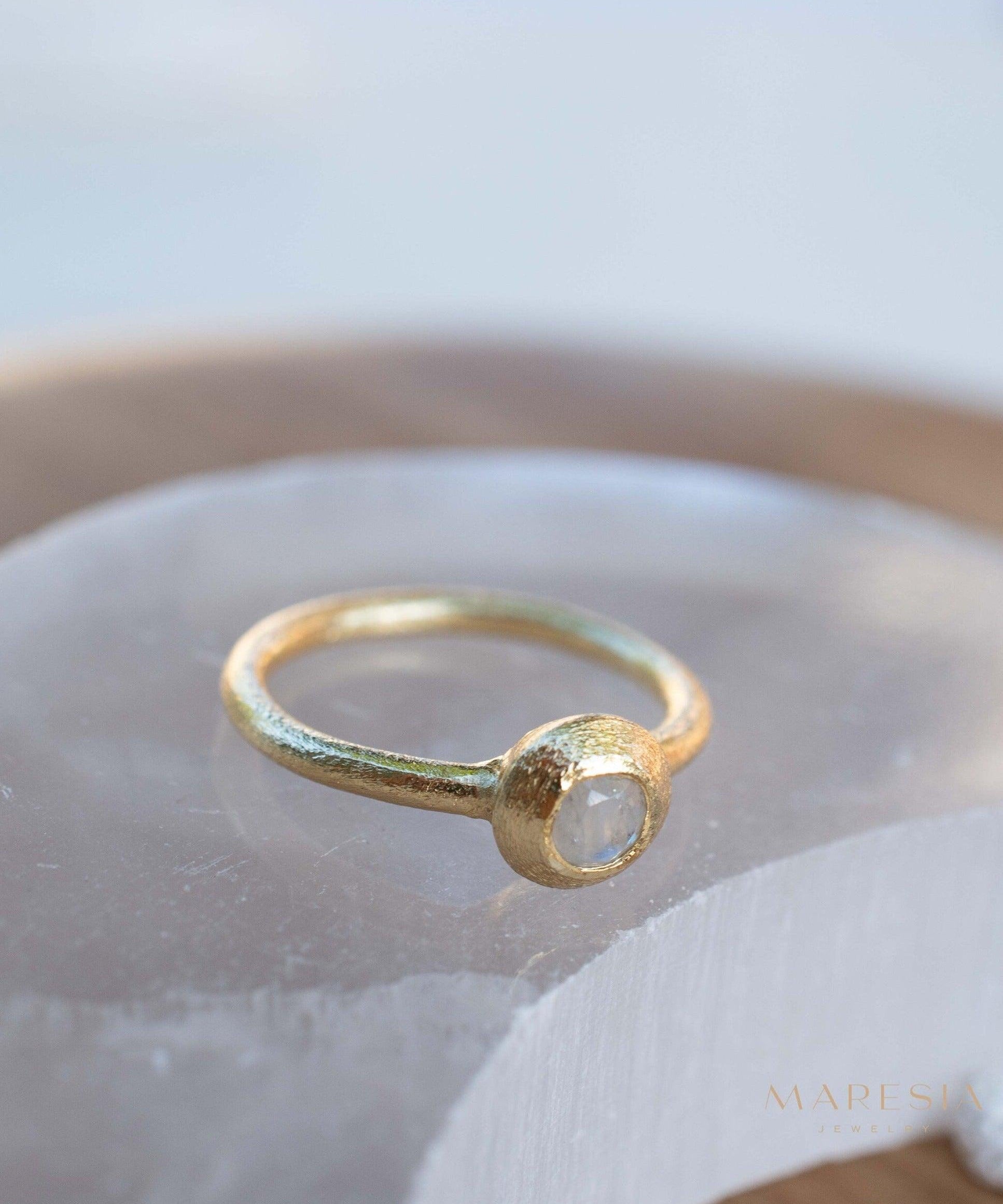 Moonstone Gold Ring ~ Delicate ~ 18k Gold Plated ~ Handmade ~ Gemstone~Statement ~Everyday~ Hippie~Bohemian~June Birthstone~Stackable MR336